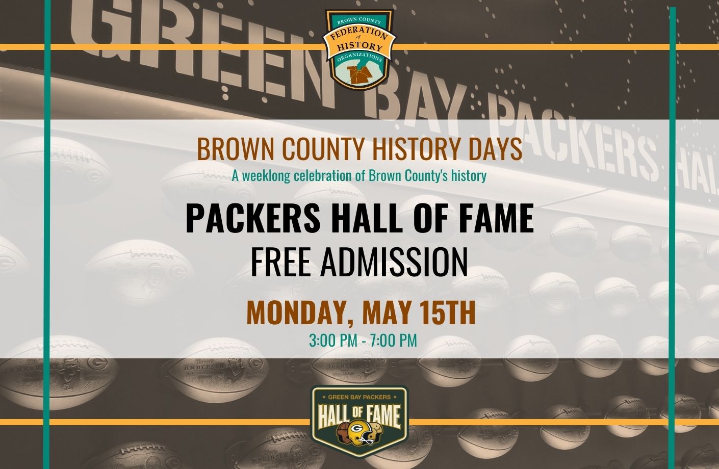 23.05.15 Brown County History Days  Green Bay Packers Hall of Fame &  Stadium Tours